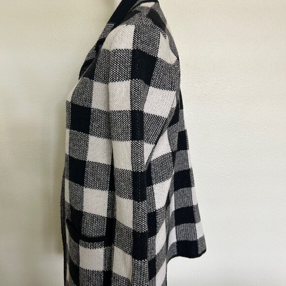 Talbots Womens Cardigan/Coatigan Black White Open Sweater Jacket Checkered SZMP - Picture 8 of 11